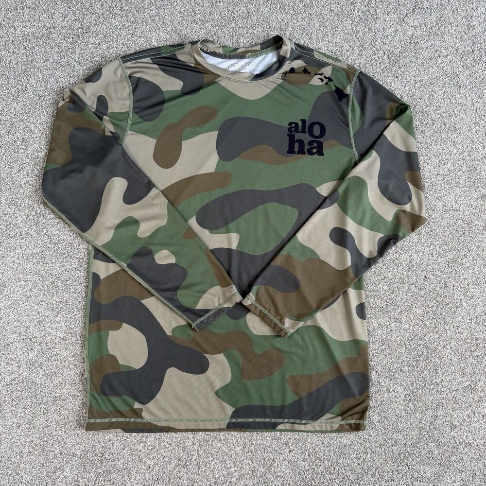 InGear Performance Sun Shirt Mens Rash Guard Surf Swim Camo Hawaii UPF 50 Large